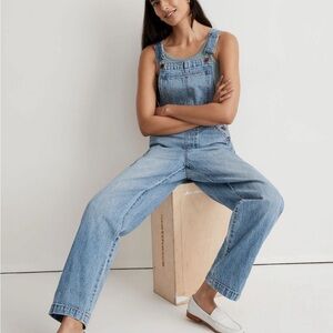 Denim Oversized Carpenter Overalls in Aldott Wash